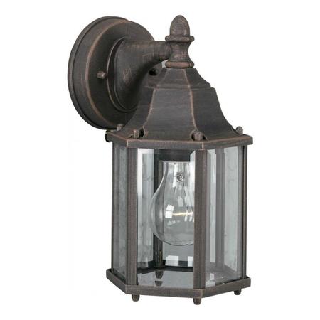 FORTE One Light Painted Rust Clear Beveled Panels Glass Wall Lantern 1742-01-28